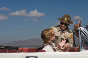 Driver receiving speeding ticket