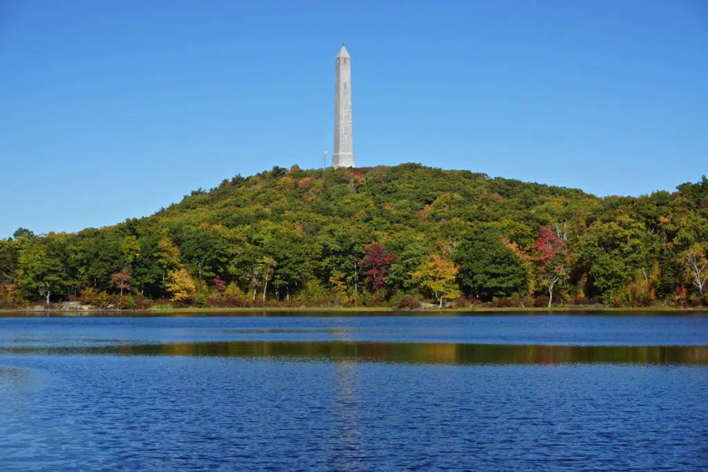 Veterans monument on the mountain overlooking Lake Marcia in Sussex County, New Jersey.