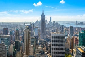 New York City skyline centered on the Empire State Building