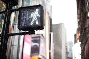 Crosswalk ok sign on a Manhattan Traffic Light - New York City