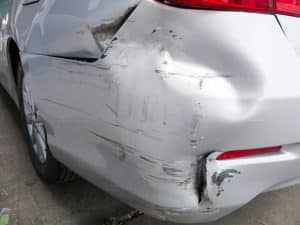 damage on the car rear bumper