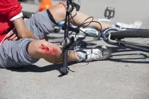 Injured boy after bicycle accident