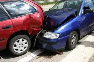 Two cars damaged in an accident
