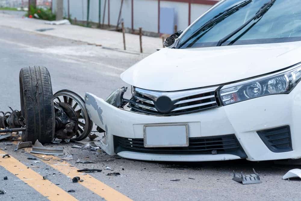 Uber car collision, Modern car accident on the road.