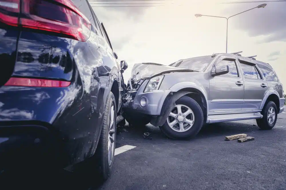 Car crash dangerous accident on the road.