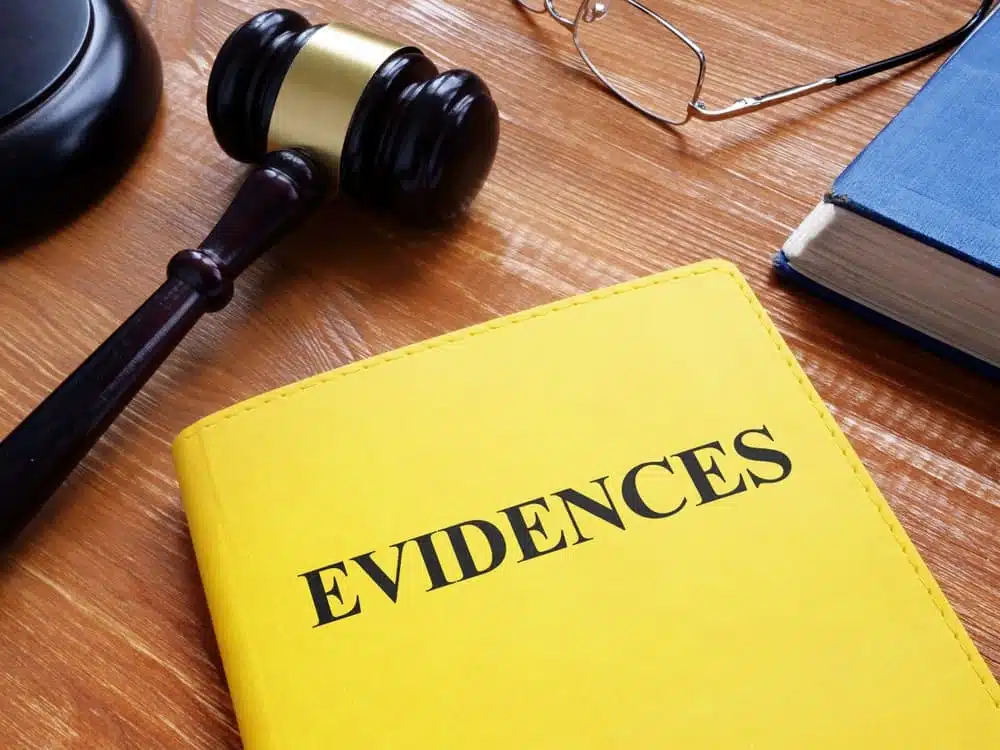 Evidence is shown using as business and legal concept